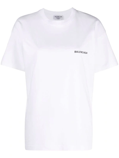 Shop Balenciaga Logo-print T-shirt In Weiss