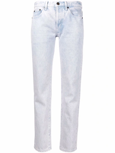 Shop Saint Laurent Bleached Cropped Jeans In Violett