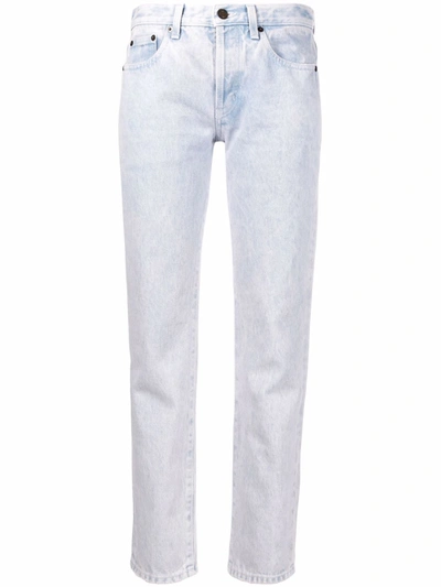 Saint Laurent Bleached Straight-leg Jeans In Violett