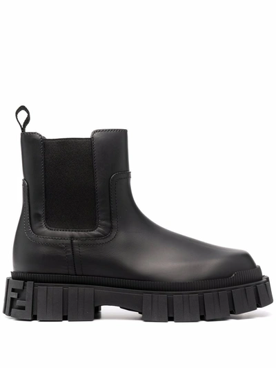 Fendi Leather Chelsea Boots In Black | ModeSens