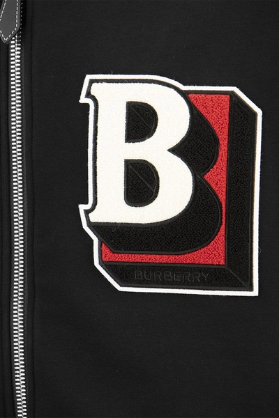 Shop Burberry Cotton Blend Bomber Jacket With Letter "b" In Black