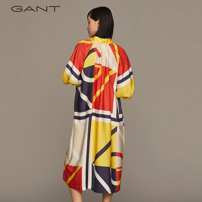 Shop Gant 甘特 2021女士撞色复古时尚宽松气质优雅中长款连衣裙4503117 105彩色 32