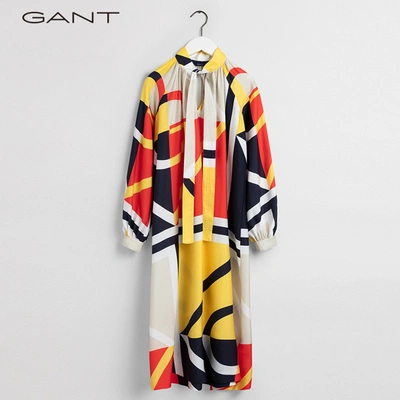 Shop Gant 甘特 2021女士撞色复古时尚宽松气质优雅中长款连衣裙4503117 105彩色 32