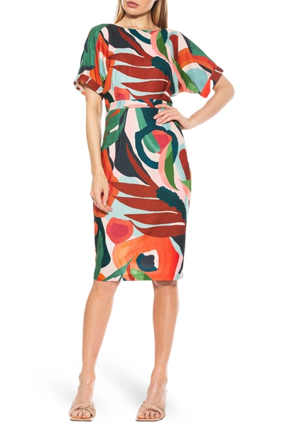 Shop Alexia Admor Dolman Sleeve Sheath Dress In Painted Tropic