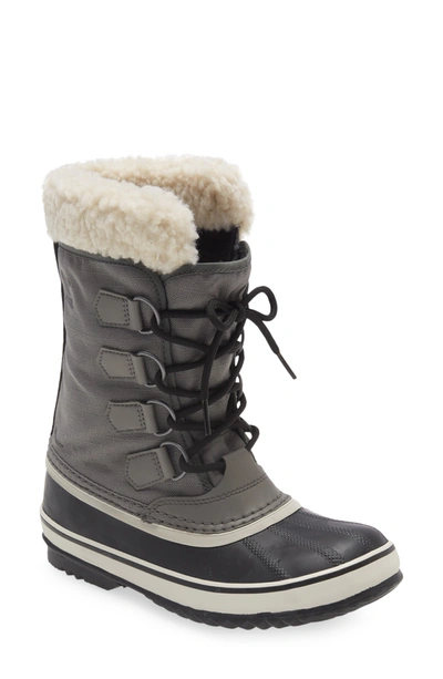 Shop Sorel Winter Carnival Waterproof Boot In Quarry/ Black