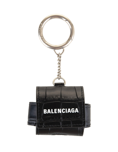 Shop Balenciaga Cash Large Earpods Holder In Black