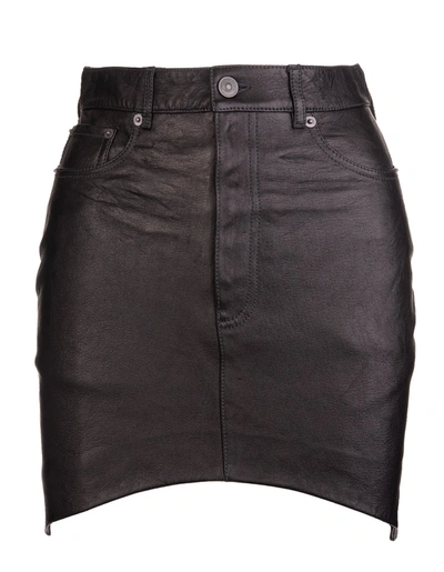 Shop Balenciaga Hourglass Leather Skirt In Black