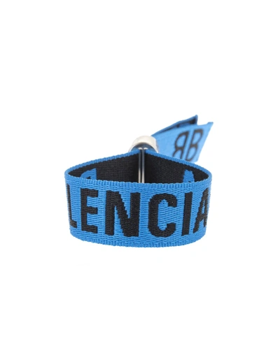 Shop Balenciaga Party Logo Jacquard Bracelet In Blue
