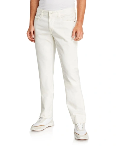 Shop Loro Piana Men's 5-pocket Stretch-cotton Pants In White