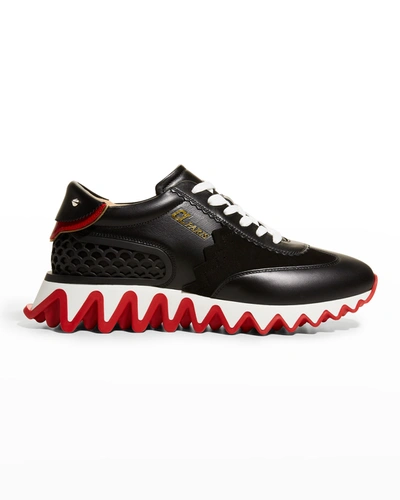 Shop Christian Louboutin Loubishark Donna Red Sole Runner Sneakers In Black/loubi