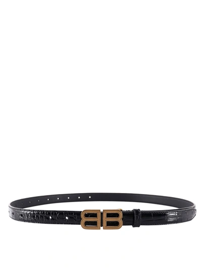 Shop Balenciaga Bb Hourglass Thin Belt In Black