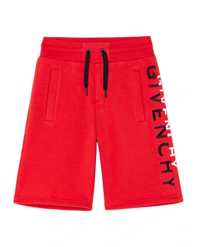 Shop Givenchy Boy's Sweat Shorts With Split Logo In 09b Black