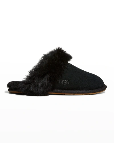 Shop Ugg Scuff Sis Suede & Shearling Slippers In Black