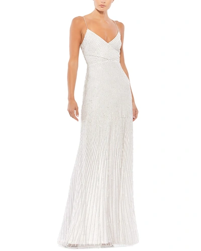 Shop Mac Duggal Sequined Column Gown In Pearl