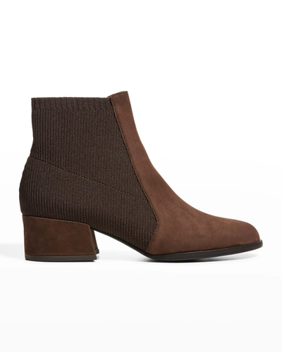 Shop Eileen Fisher Aesop Suede Pull-on Ankle Booties In Chocolate