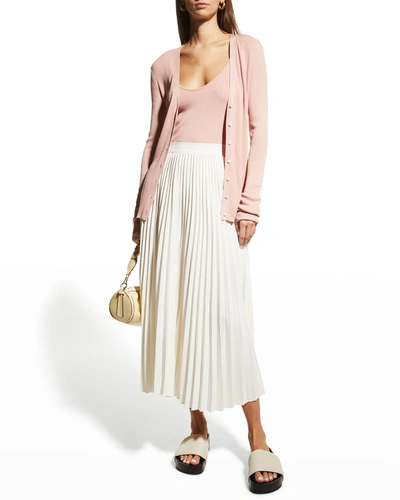 Shop Co Pleated Midi Skirt In Ivory