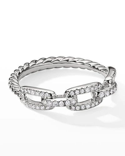Shop David Yurman Stax Chain Link Ring With Diamonds In 18k White Gold, 4.5mm