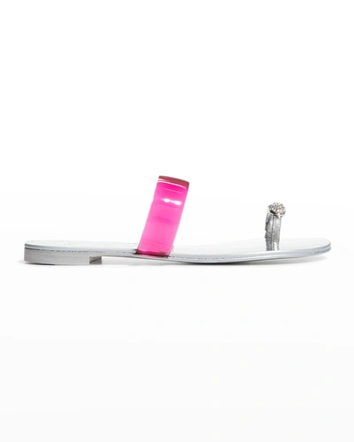 Shop Giuseppe Zanotti Crystal Toe-ring Flat Sandals In Giallo