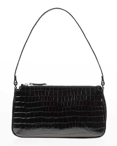 Shop Joanna Maxham Zip Leather Shoulder Bag In Black Croc