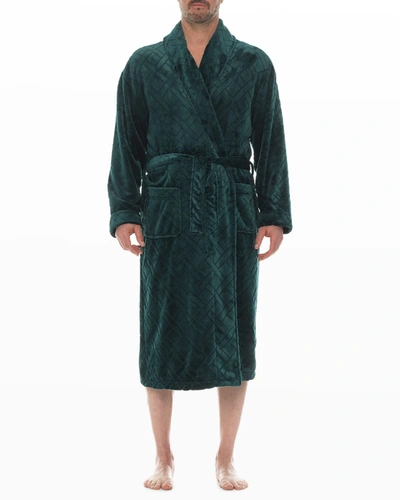Shop Majestic Men's Crossroads Textured Plush Shawl Robe In Evergreen