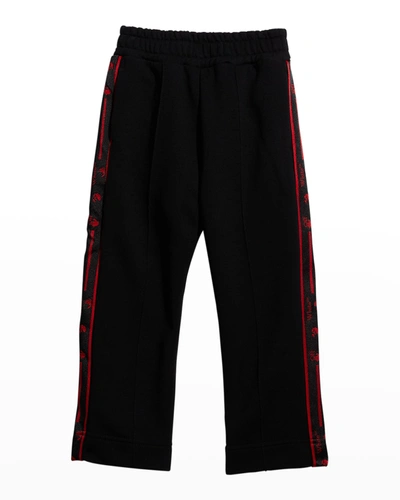 Shop Off-white Boy's Track Pants W/ Logo Tape Down Sides In Blackred