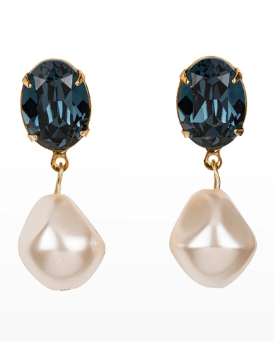 Shop Jennifer Behr Tunis Crystal-pearl Drop Earrings In Sapphire