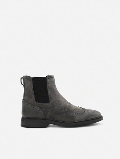 Shop Hogan Suede H576 Ankle Boots In Grey