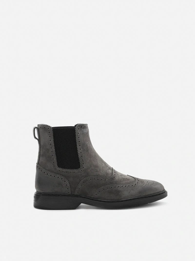 Hogan Grey Elasticated Side-panel Boots In Grey