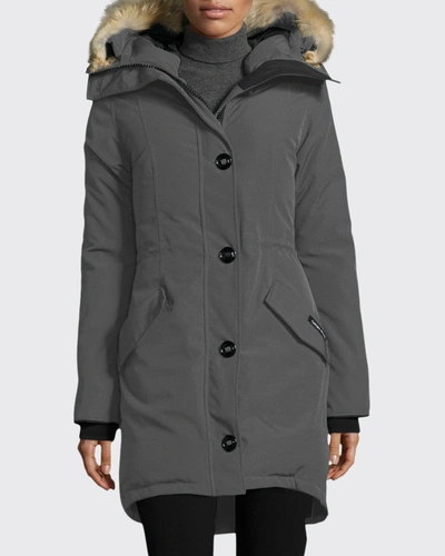 Shop Canada Goose Rossclair Fur-trim Hooded Down Parka In Graphite