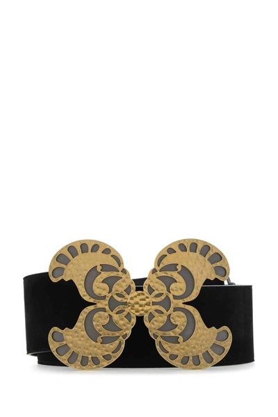 Shop Saint Laurent Butterfly Buckle Belt In Black