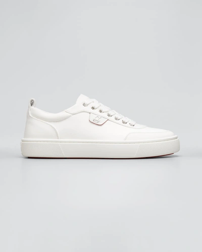 Shop Christian Louboutin Low-top Canvas Sneakers In Bianco/ivory