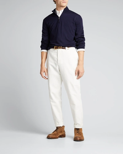 Brunello Cucinelli Zip-fastening Cashmere Jumper In Navy