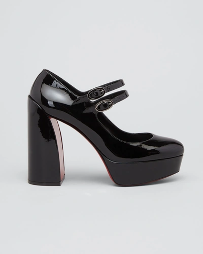 Shop Christian Louboutin Movida Patent Mary Jane Red Sole Pumps In Black
