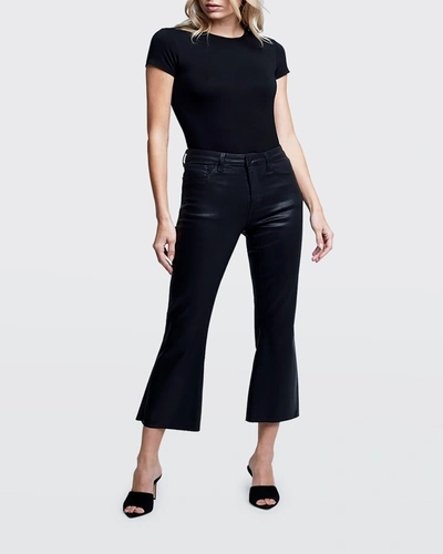 L Agence Kendra Coated High Waist Crop Flare Jeans In Java Coate