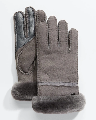 Shop Ugg Seamed Touchscreen Shearling-lined Gloves In Chesnut
