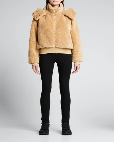 Shop Alo Yoga Foxy Sherpa Hooded Active Jacket In Camel