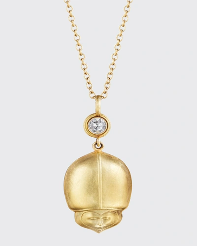 Shop Anthony Lent Ladybug Pendant 18k Yg, Sapphire, Rose Cut Diamond 0.15ct
