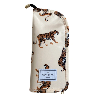 THE FLAT LAY CO. STANDING BRUSH CASE - BEIGE TIGERS FLCBH-NTG