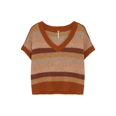Shop Free People Through The Motions Striped Knitted Vest In Brown