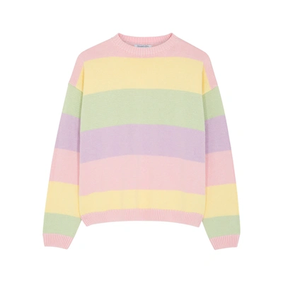 Shop Olivia Rubin Aria Striped Knitted Cotton Jumper In Multicoloured