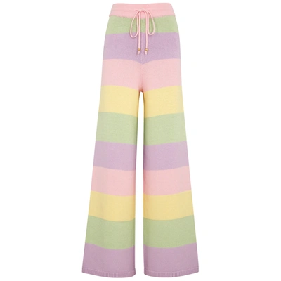 Shop Olivia Rubin Isobel Striped Wide-leg Knitted Trousers In Multicoloured