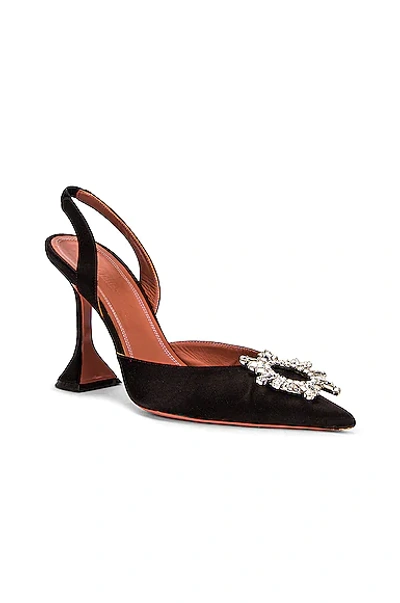 Shop Amina Muaddi Begum Satin Sling Heel In Black