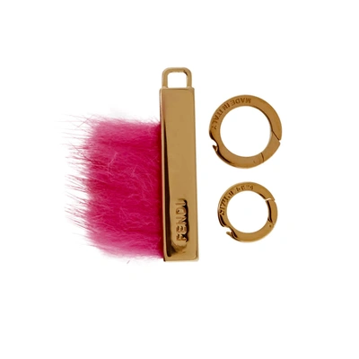 Shop Fendi Gold Ladies Bag Charms Letter I In Gold/pink