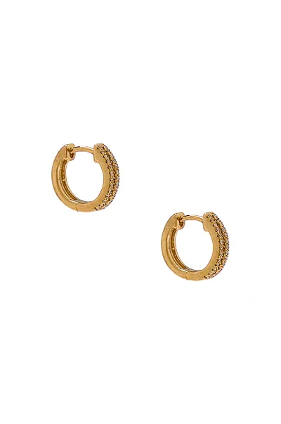 Shop Stone And Strand Pave Two Row Diamond Huggie Earrings In Gold & Diamond