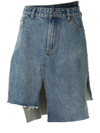 Shop Haculla Asymmetric Denim Skirt In 蓝色