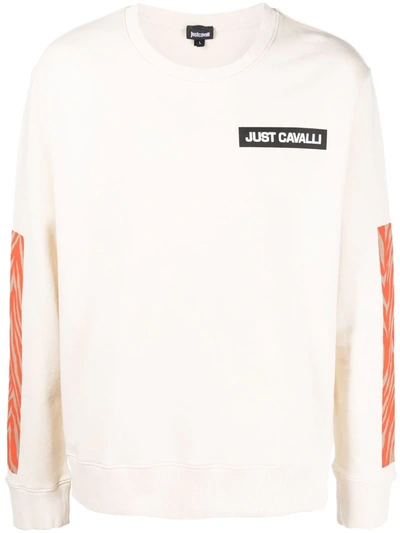 Shop Just Cavalli Logo-print Cotton Sweatshirt In 中性色