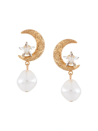 Jennifer Behr Lune Pearl Earrings In 金色