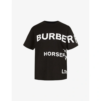 Shop Burberry Women's Black Carrick Logo-print Cotton-jersey T-shirt