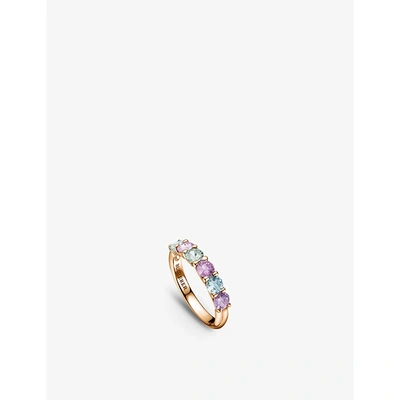 Shop Bucherer Fine Jewellery Pastello 18ct Rose-gold And 1.56ct Round-cut Sapphire Ring In Rose Gold