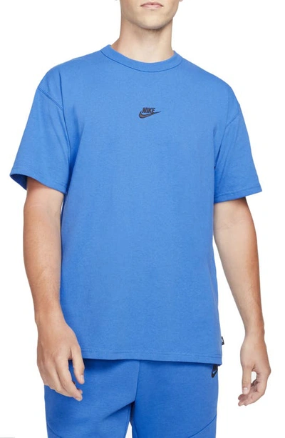 Shop Nike Sportswear Oversize Embroidered Logo T-shirt In Signal Blue/ Black